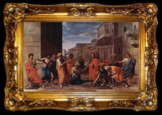 framed  Nicolas Poussin Christus und die Ehebrecherin, ta009-2